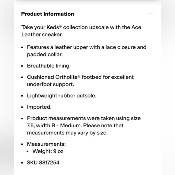 Keds Ace White leather sneakers, size 8.5. Great condition! - Picture 4 of 8